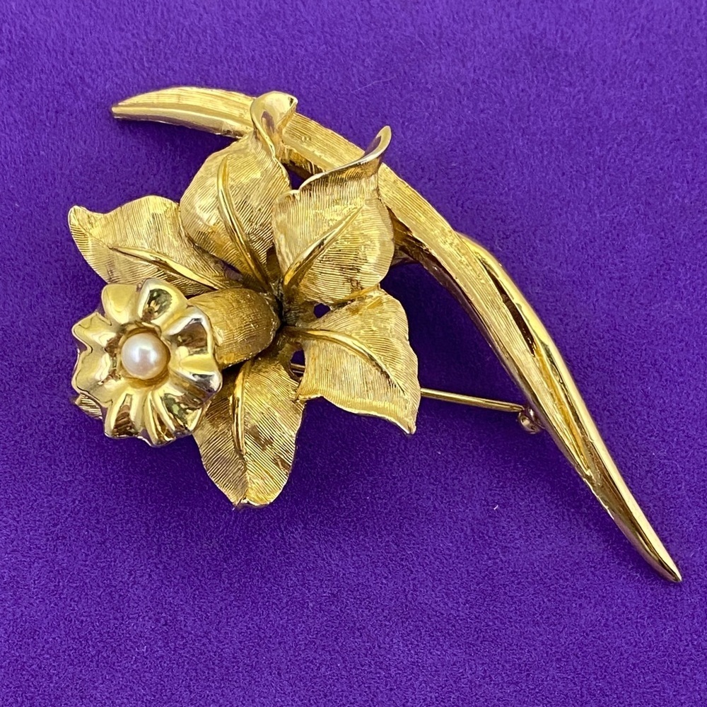 💛 Vintage Marcel Boucher March Daffodil Brooch | Flower of the Month Series Pin